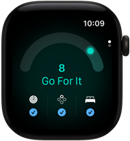 Apple Watch Series 12, aluminum case, black color, readiness score of 8, right side exterior, Digital Crown