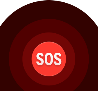 Emergency SOS icon, nested red circles with a white SOS in the middle