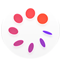 Cycle Tracking icon, a white circle with a ring of eight purple and orange discs inside