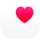 Health app icon, a pink heart in a white box