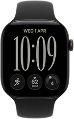 Apple Watch Series 12, Aluminium case, black color, Responsive Art watch face, Sport Band, black color