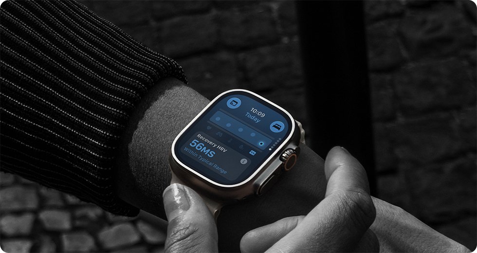 Person wearing Apple Watch Ultra 4 on wrist, Daytime Vitals slightly off
